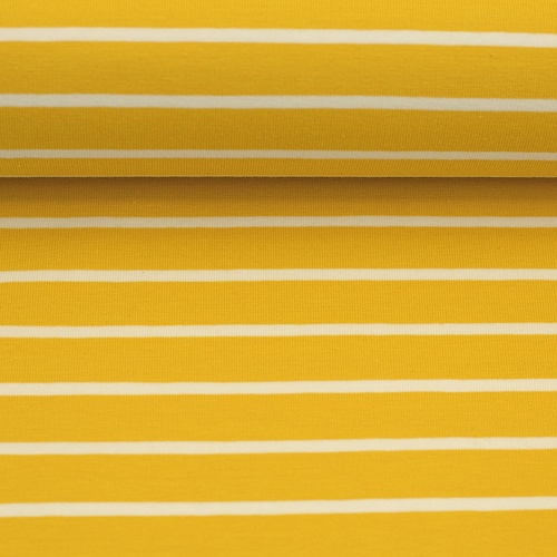 European Cotton Elastane Jersey, Oeko-Tex, Yarn Dyed Striped Golden Hour