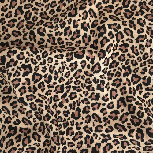 European 'Linen Look' Cotton Double Muslin, Leopard Love