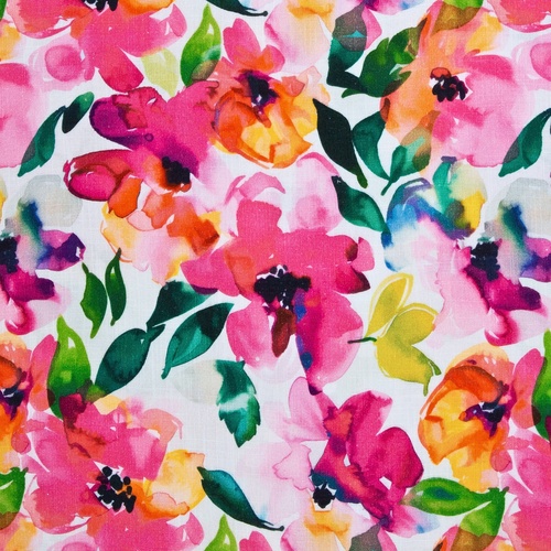 European 'Linen Look' Cotton Double Muslin, Paradise Bloom
