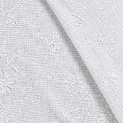 *REMNANT 75cm* European Embroidered Double Gauze, Oeko-Tex, Wildflower Scroll