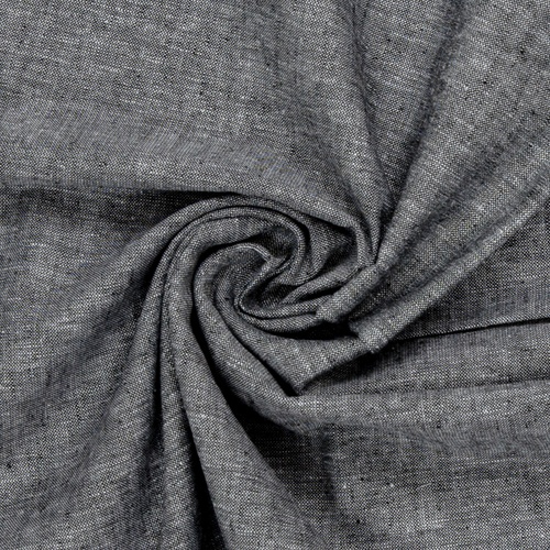 European Linen Chambray Cotton Blend Woven, Charcoal