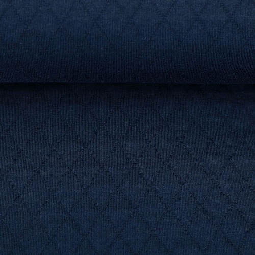 *REMNANT 121cm* European Quilted Knit, Oeko-Tex, Diamonds, Navy