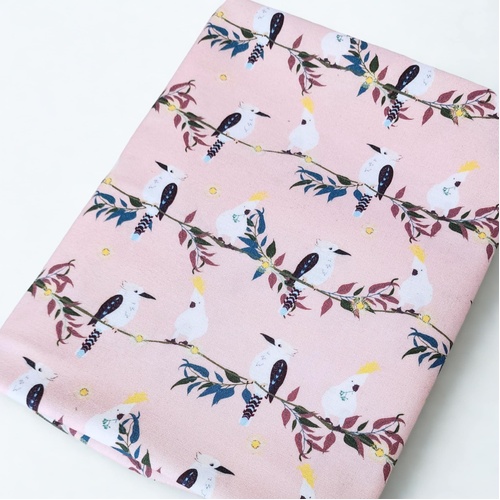 *REMNANT 128cm* KK Fabrics, Kookaburra Calling, Blossoms Pink