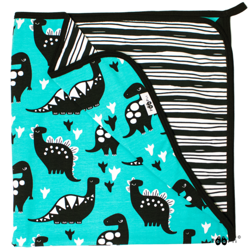 PaaPii, Reversible Baby Blanket Dino Turquoise