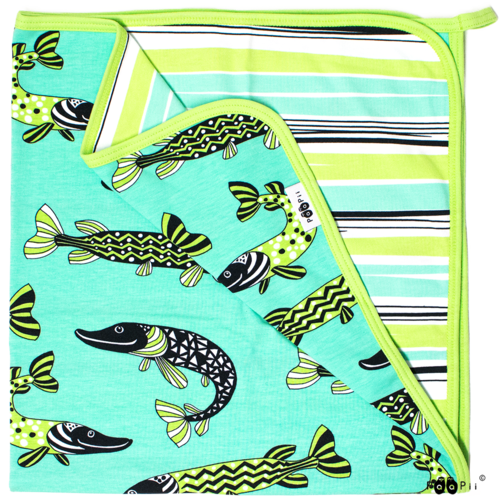 PaaPii, Reversible Baby Blanket Pike Mint/Apple