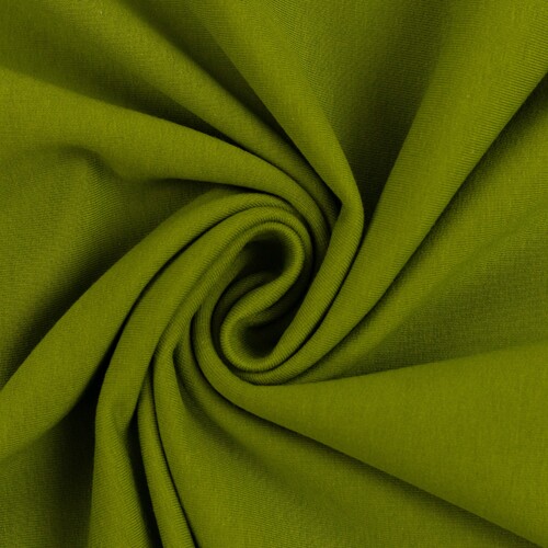 *REMNANT 40cm* European Cotton Elastane Jersey, Solid, Oeko-Tex, Khaki Green