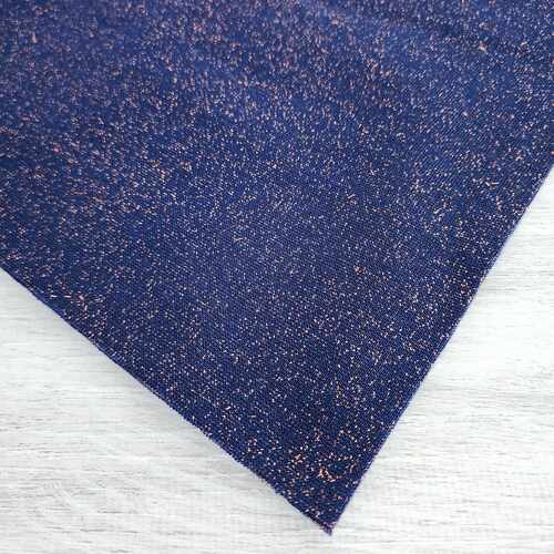 European Ribbing, Lurex, Dark Blue/Copper Sparkle