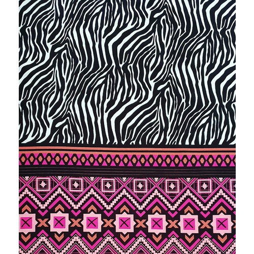 *REMNANT 122cm* European Viscose Jersey Knit, Oeko-Tex, Zebra Design, Border Black/White