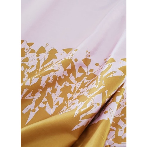 European Cotton Sateen, Oeko-Tex, Flowers Rose/Mustard Border Print