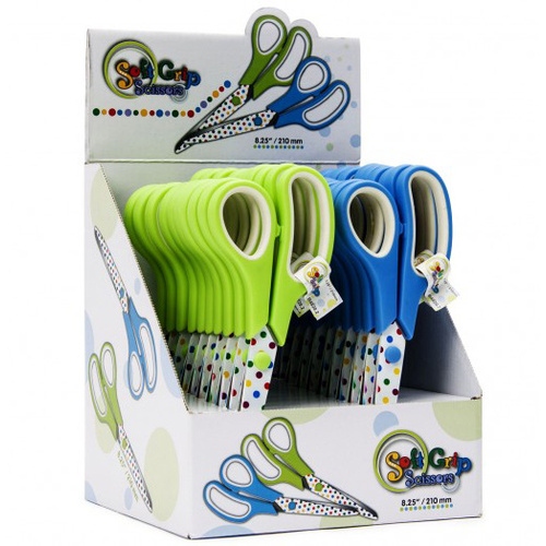Soft Grip Craft Scissors Polka Dot 8.25in/210mm, Blue or Green