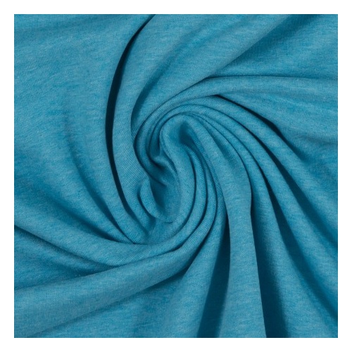European Jogging Sweater Knit, Oeko-Tex, Melange Turquoise
