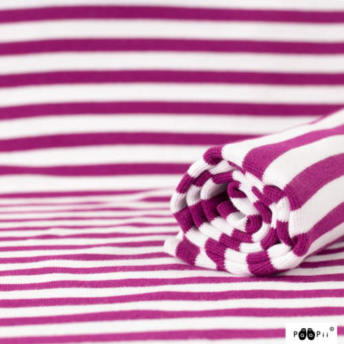 PaaPii Design, Ribbing GOTS Organic Purple/White Striped