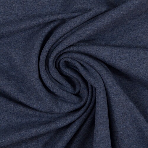 *REMNANT 53cm* European Cotton Elastane Jersey, Oeko-Tex, Melange Denim Blue