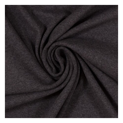 *REMNANT 41cm* European Cotton Elastane Jersey, Oeko-Tex, Melange Charcoal Grey