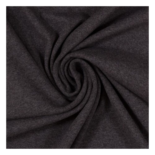 European Cotton Elastane Jersey, Oeko-Tex, Melange Charcoal Grey