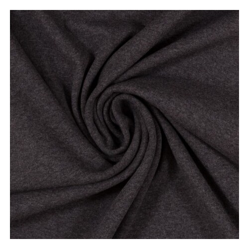 European Cotton Elastane Jersey, Oeko-Tex, Melange Charcoal Grey