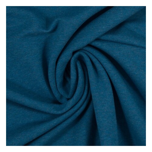 European Cotton Elastane Jersey, Oeko-Tex, Melange Petrol