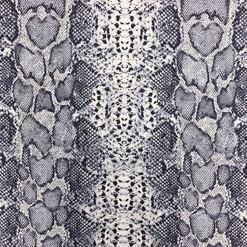 European Cotton Elastane Jersey, GOTS Organic, Snake Print Silver