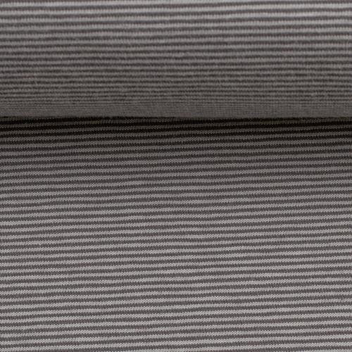 European Cotton Elastane Jersey, Oeko-Tex, 1mm Stripes Light/Dark Grey