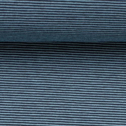 European Cotton Elastane Jersey, Oeko-Tex, 1mm Stripes Light/Dark Blue