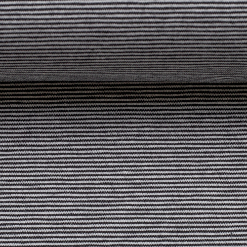 European Cotton Elastane Jersey, Oeko-Tex, 1mm Stripes Black/White