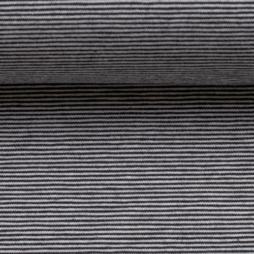 European Cotton Elastane Jersey, Oeko-Tex, 1mm Stripes Black/White