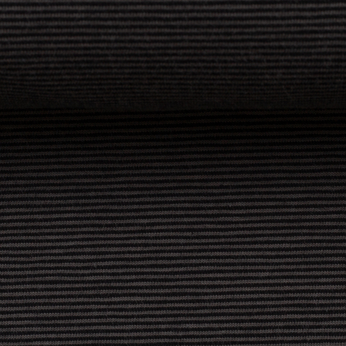 European Cotton Elastane Jersey, Oeko-Tex, 1mm Stripes Black/Dark Grey