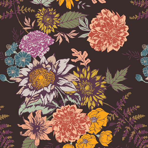 Art Gallery Fabrics, Oeko-Tex, Autumn Vibes, Floral Glow Cocoa