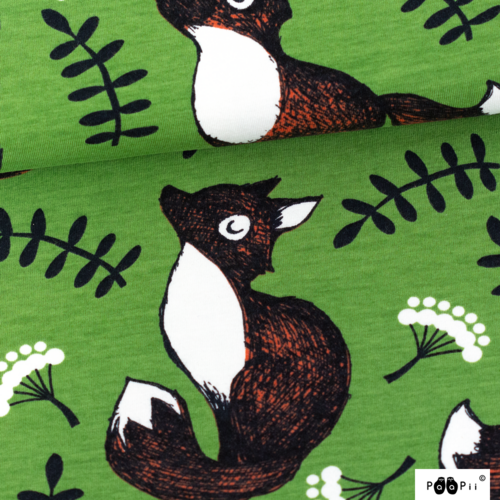 PaaPii Design, GOTS Organic Jersey, Nuutti Forest/Rust (Foxes)