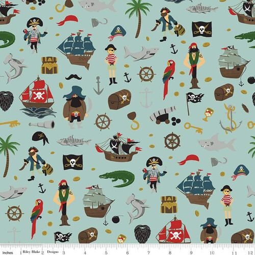 Riley Blake Designs, Pirate Tales, Scatter Blue
