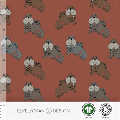 Elvelyckan Design, GOTS Organic Jersey, Walrus - Rusty