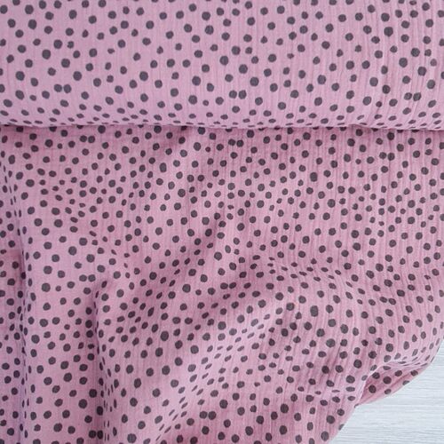 European Double Gauze, Oeko-Tex, Dots Black/Rose