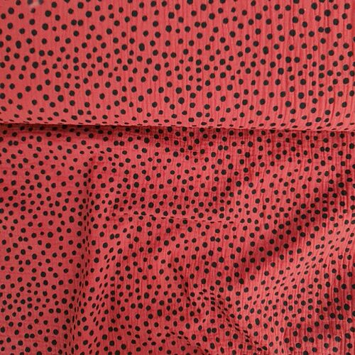 *REMNANT 39cm* European Double Gauze, Oeko-Tex, Dots Black/Terracotta