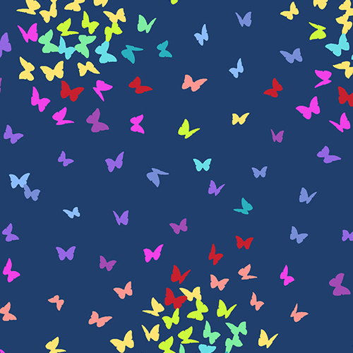 Andover Fabrics, Rainbow Sprinkles, Butterflies Dark Blue