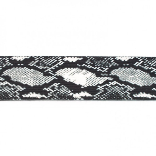 Waistband Elastic, 40mm Snake Print Black
