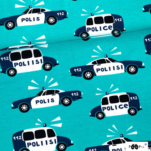 PaaPii Design, GOTS Organic Jersey, Police Turquoise Blueberry