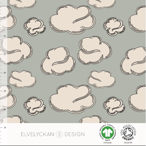 Elvelyckan Design, GOTS Organic Jersey, Clouds Sage