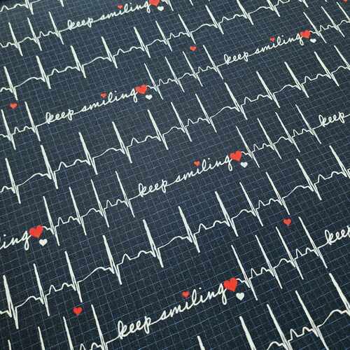European Cotton Elastane Jersey, Oeko Tex, Keep Smiling, Navy