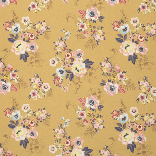 European Knit Floral Light Mustard French Terry Cozy Sweatshirt