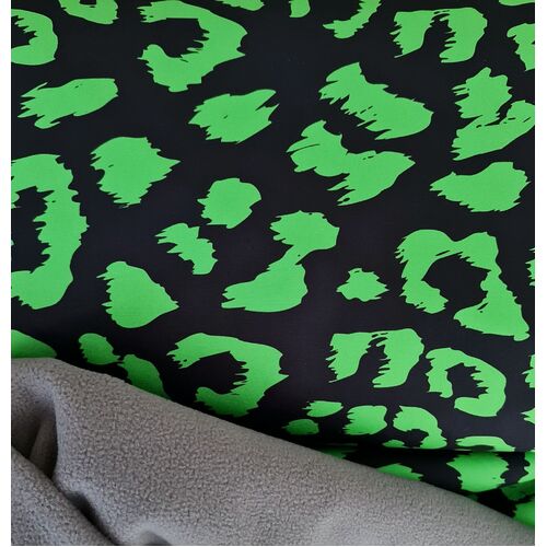 European Soft Shell, Oeko-Tex, Leopard Print Green