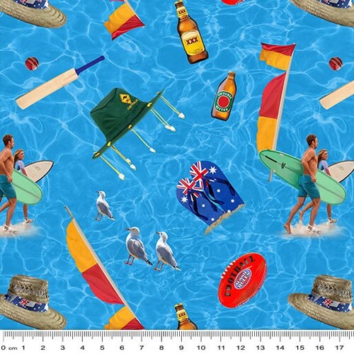 *REMNANT 130cm* KK Fabrics, Outdoor Aussie, Outdoors Summer Shallow Water