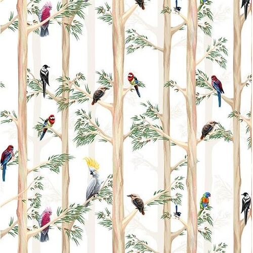 KK Fabrics, Birds Of The Bush, Birds Among the Blue Gums White