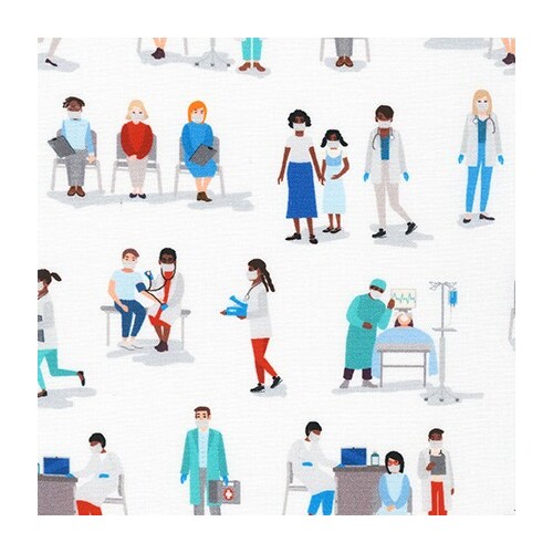 *REMNANT 83cm* Robert Kaufman, Digitally Printed Cotton, Frontline Heroes, Hospital White