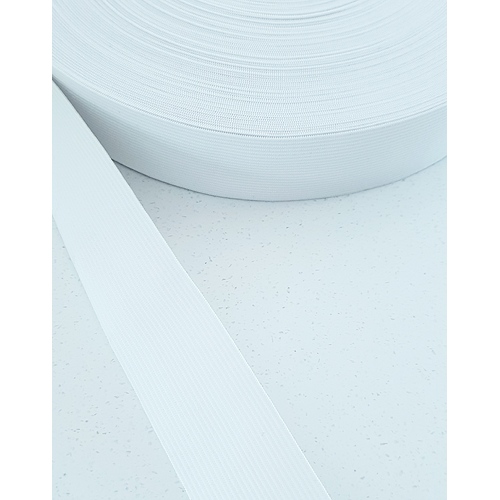 Elastic, Uni-Trim Double Knitted 38mm, White 50m Roll