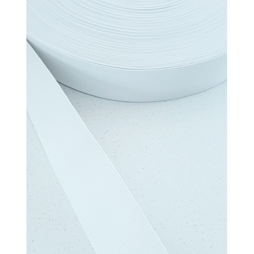 Elastic, Uni-Trim Double Knitted 38mm, White per metre