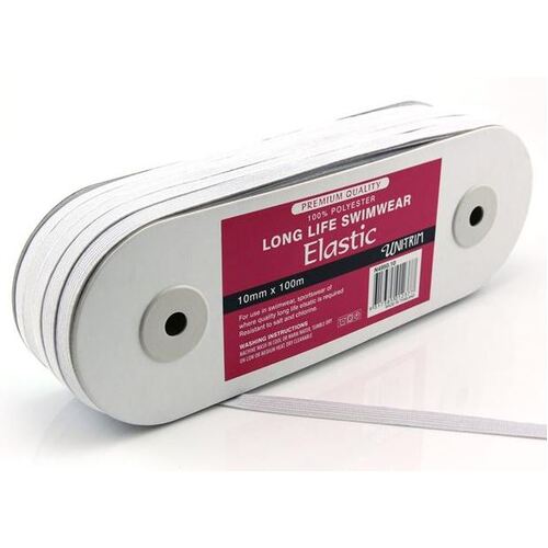 Elastic, Uni-Trim Swimwear 10mm - White per metre