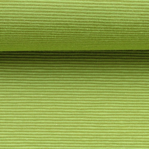 European Cotton Elastane Jersey, Oeko-Tex, 1mm Stripes Kiwi/Khaki Green