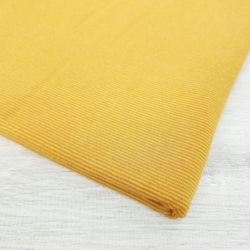 European Cotton Elastane Jersey, Oeko-Tex, 1mm Stripes Ochre/Mustard Yellow