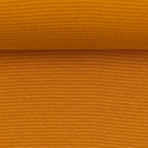 European Cotton Elastane Jersey, Oeko-Tex, 1mm Stripes Ochre/Mustard Yellow
