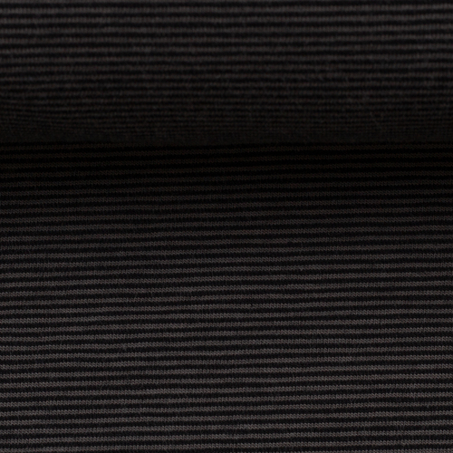 European Ribbing, Oeko-Tex, 1mm Stripes Black/Dark Grey